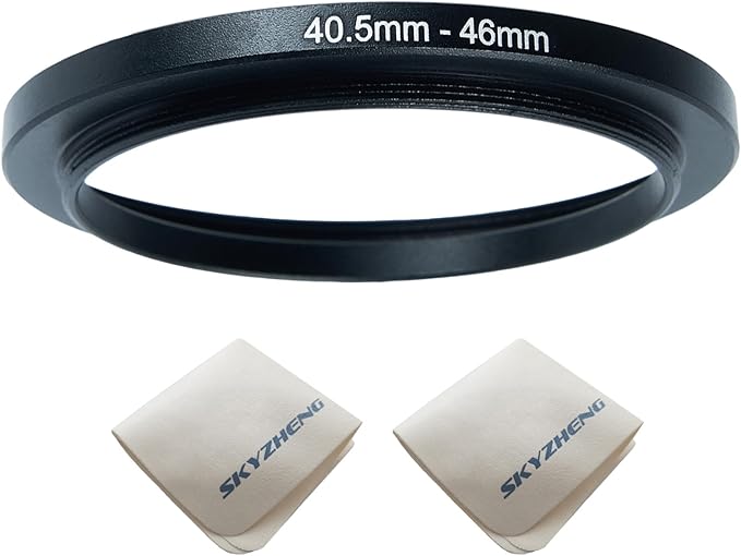 40.5mm Lens to 46mm Camera Lens Adapter 40.5mm to 46mm Step Down Ring Adapter Ring for All Brands of UV ND CPL, with Premium Lens Wiping Cloth 2 Pack (40.5mm-46mm)