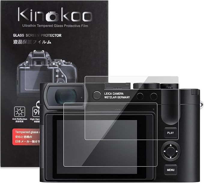 kinokoo Screen Protector for Leica Q2 Q3 Camera, 0.25mm 9H Hardness Tempered Glass Film Crystal Clear Film for Leica Q2 /Q3 Digital Camera - Anti-Fingerprint/Anti-scratch/Bubble-free (2 pack)