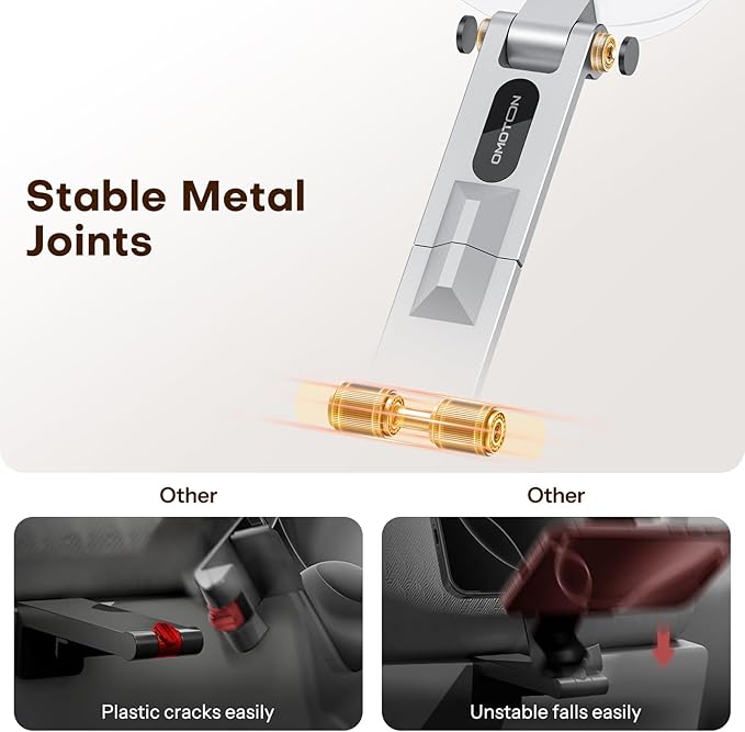 OMOTON 360°Rotating for MagSafe Tripod Mount, Adjustable Aluminum Magnetic Phone Tripod for iPhone 17/16/15/14 Pro Max Air, Foldable Cell Phone Stand Fits Vlog, Gym, Travel Essentials, Silver