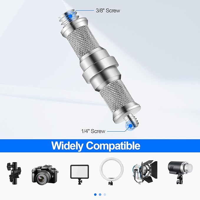 Wellmaking 3 Pieces Standard Knurled 1/4 to 3/8 inch Metal Male Convertor Threaded Screw Adapter Spigot Stud for Light Stand, Hot Shoe/Cold Shoe Adapter, Ball Head, Wireless Flash Receiver, Trigger