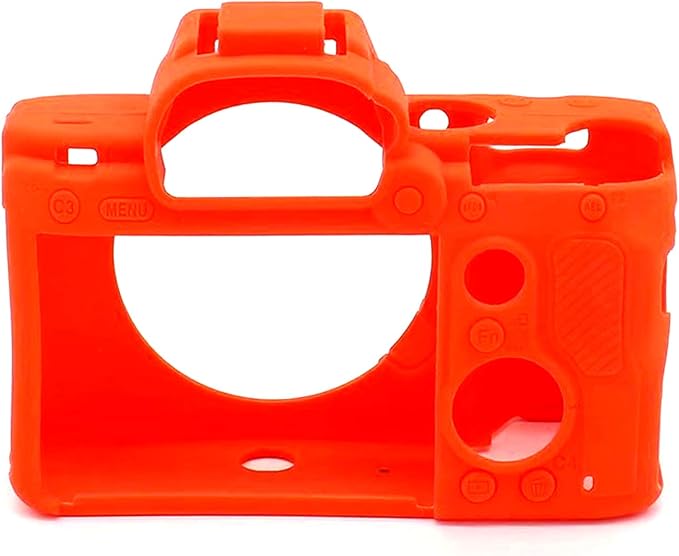Professional Secure Soft Silicone Camera Case Bag Housing Rubber Body Skin for Sony Alpha A7iii a73 A7R3 A7Riii a7R Mark III a7 Mark III Digital SLR Camera Protective Case (Orange)