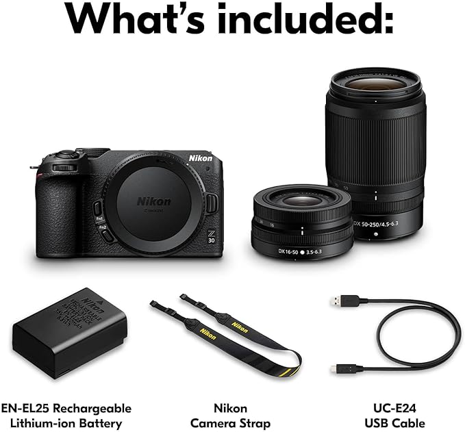Nikon Z 30 with Two Lenses | Our most compact, lightweight mirrorless stills/video camera with wide-angle and telephoto zoom lenses | Nikon USA Model
