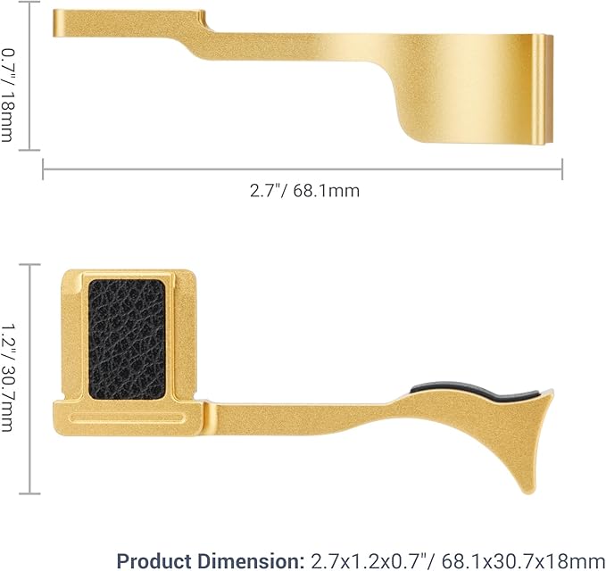 JJC Deluxe Metal Thumb Up Grip for Leica Q3 43/Q3/Q2 Cameras, Hot Shoe Thumb Rest Support Grip for Stable and Safe Hand Hold, with Anti-Scratch Silicone Pad, Not Affect The Use of Camera Buttons