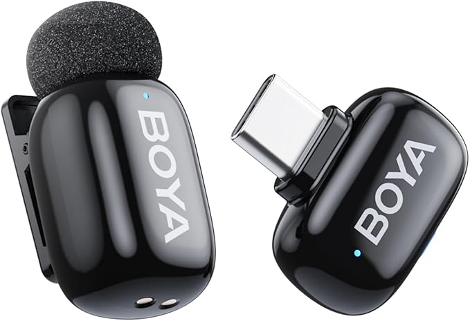 BOYA mini Wireless Microphones for iPhone 15-16/Android/PC with USB-C Plug,3-Level AI Noise Cancellation,Voice Changer,328ft 6h Battery for Video Recording Podcast Interview(1TX+1RX, No Charging Case)