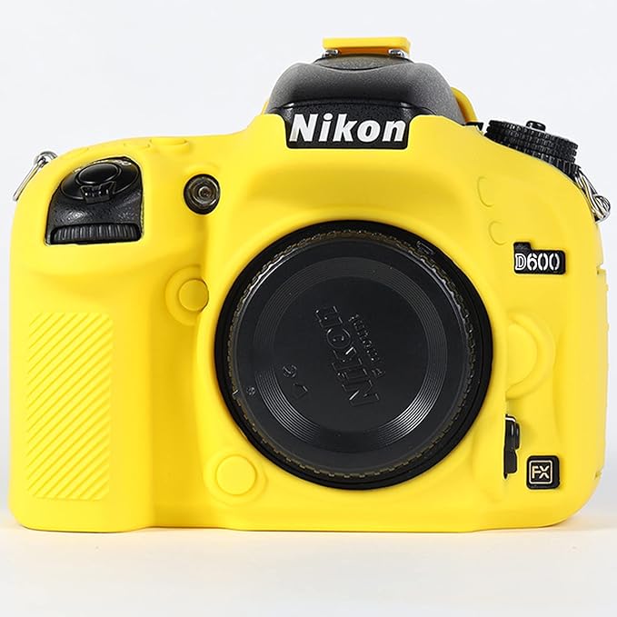 Surpassed Professional Secure Silicone Camera Cases Bag Housing Rubber Body Skin for Nikon D610 D600 DSLR Camera Protective Case (Yellow)