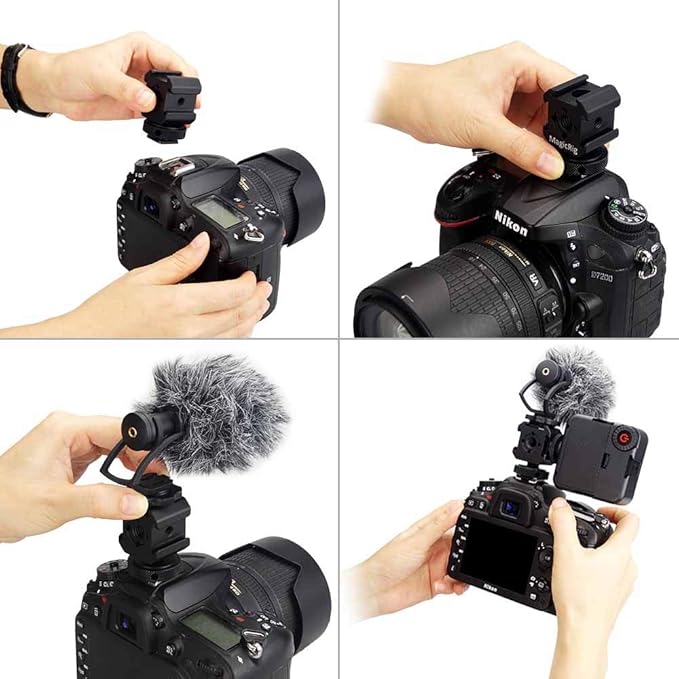 3-Side Cold Shoe Mount Adapter Camera Hot Shoe Bracket for Flash Light, LED Video Light, Microphone, Monitor Mount