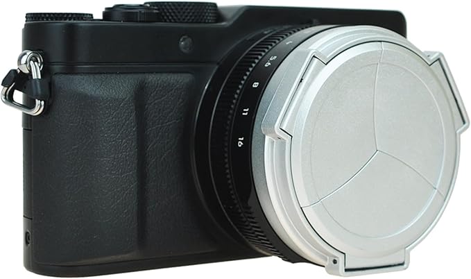 Auto Open and Close D-LUX8 Lens Cap Protector for Leica D-LUX 8 D-LUX 7 (Typ 109) Panasonic Lumix DMC-LX100 II DC-LX100M2 Replace DMW-LFAC1 Automatic Lens Cap, Fit Filter Thickness Below 8mm - Silver