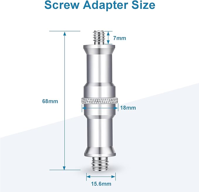 1/4 to 3/8 Inch Metal Threaded Screw Adapter (2 Pieces) - Male Convertor Spigot Stud for Studio Light Stand, Hotshoe/Coldshoe, Ball Head, Wireless Flash Receiver, Trigger