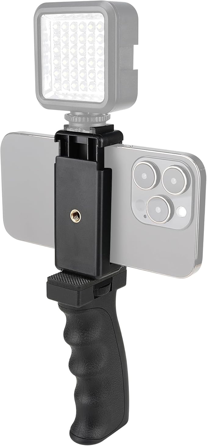 Universal Ergonomic Anti-Fall Mobile Phone Smartphone Handle Stabilizer Mount Rig Portable Selfie Stick Tripod Handheld Vlogging Monopod for 60-85mm Wide iPhone Samsung Android