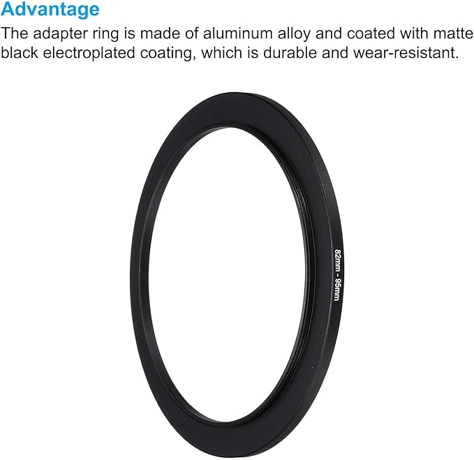 PATIKIL 82mm-95mm Metal Step Up Ring with Cleaning Cloth, 2 Pack Camera Lens Filter Adapter Ring Aluminum Filter Adapter Ring for Camera Lenses Hood, Black