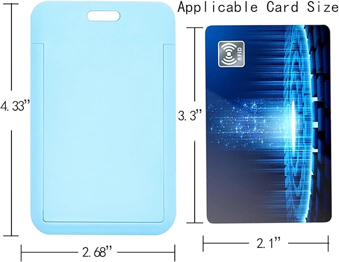 Larpur 3pcs ID Badge Holders Vertical Card Case Protectors Plastic Work ID Badge Name Tag Holders for Office, School, Factory, Sky Blue