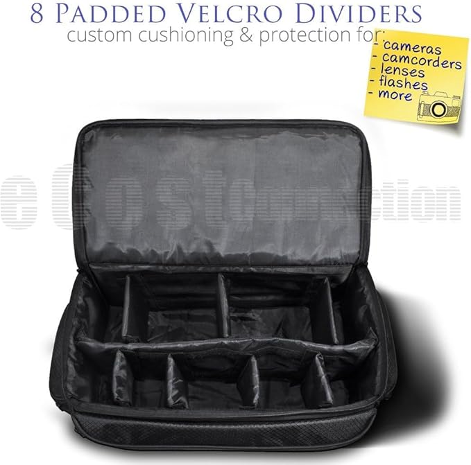 eCost Acuvar Professional Well Padded Extra Large Water-Resistant Gadget Bag Case Compatible with Canon, Sony, Nikon,Pentax, JVC,Olympus Panasonic, Fijifilm, Samsung Camera & Camcorder