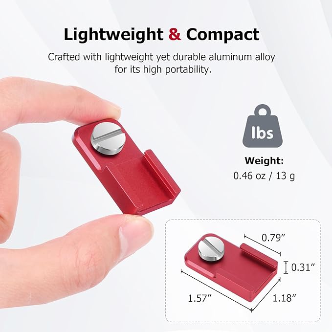 Mechrig Universal Hot Shoe Adapter for Camera Accessories – Aluminum Alloy & Stainless Steel Mount with Locking Knob, 1/4" Screw Hole for Microphone, LED Light, Tripod, DSLR Rig (62057)