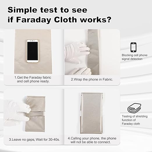 Faraday Fabric DIY Faraday Bags & Cage, Military Grade EMF/EMP Protection Shield, 43" x 196" Cloth + 2" x 275" Tape, Signal Blocker