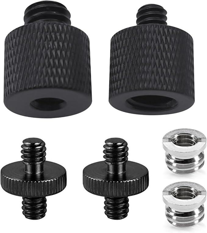 Threaded Tripod Screw Adapter Double Head Stud Standard Mounting Thread Converter 1/4" Male to 3/8" Female Adapter Set for Camera Cage Mount Light Stand Monopod Shoulder Rig Tripod,Camera Monitor