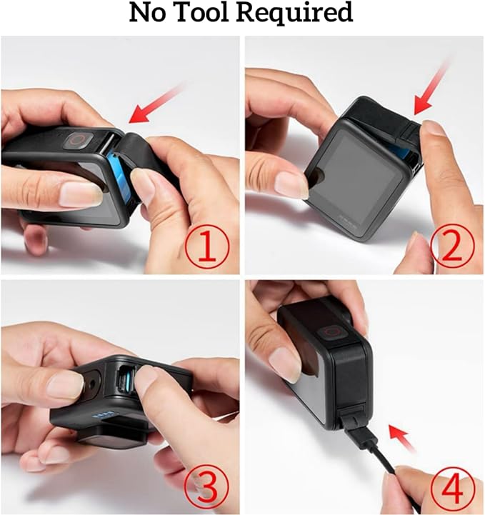 Replacement Side Door Battery Cover for Gopro, Dustproof Pass Through Battery Cover Lid with Type-C Charging Port Repair Part Camera Accessories for Gopro Hero 9/10/11/12/13 Black