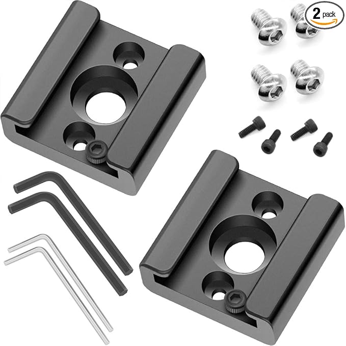 2 Pack Cold Shoe Mount Adapter Cold Shoe Bracket Standard Shoe Type with 1/4" Thread Hole for Camera DSLR Flash Led Light Monitor Video and More