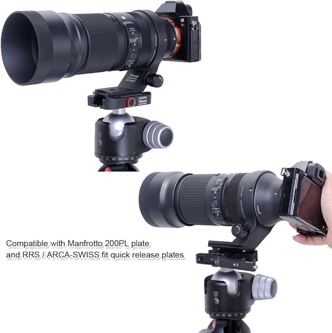 iShoot Long Lever Quick Self-Locked Clamp Adapter Quick Release Plate Converter Fine-Tuned by Knob, Compatible with Manfrotto 200PL Plate & Arca-Swiss Fit Camera Plate & Tripod Ball Head