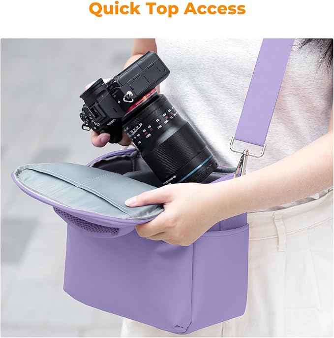 K&F CONCEPT Camera Sling Bag Small Crossbody Camera Case DSLR/SLR/Cute Compact Shoulder Photography Bags for Photographers-Purple