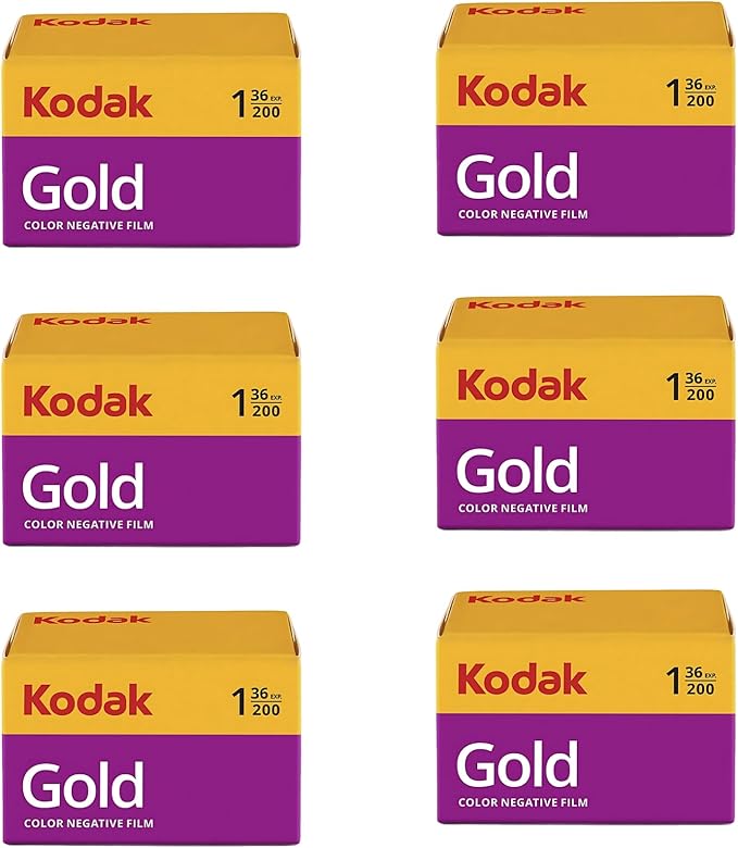 Kodak Gold 200 35mm Film Bundle, 6 Rolls (2x3 Pack), 36 Exposures Each, for 35mm Film Camera Includes Balveli Premium Microfiber Cloth-Kodak 6 Roll Pack