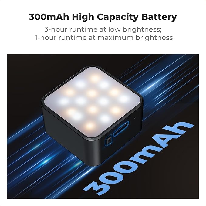 K&F Concept Magnetic Mini Light for DJI Osmo Pocket 3, 1W USB C Rechargeable Auxiliary LED Fill Lighting, Color Temperature 3 Levels Adjustable 3000K/4500K/6000K, Brightness 2 Levels Video Lamp