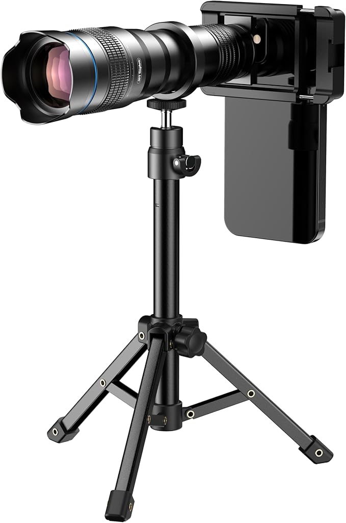 APEXEL 36x Telephoto Lens for iPhone & Android, Long Range Cell Phone Camera Lens Kit with Sturdy Tripod, Monocular for Concert Bird Watching, Fits iPhone 17/16/15/14/Pro, Samsung Galaxy S Series
