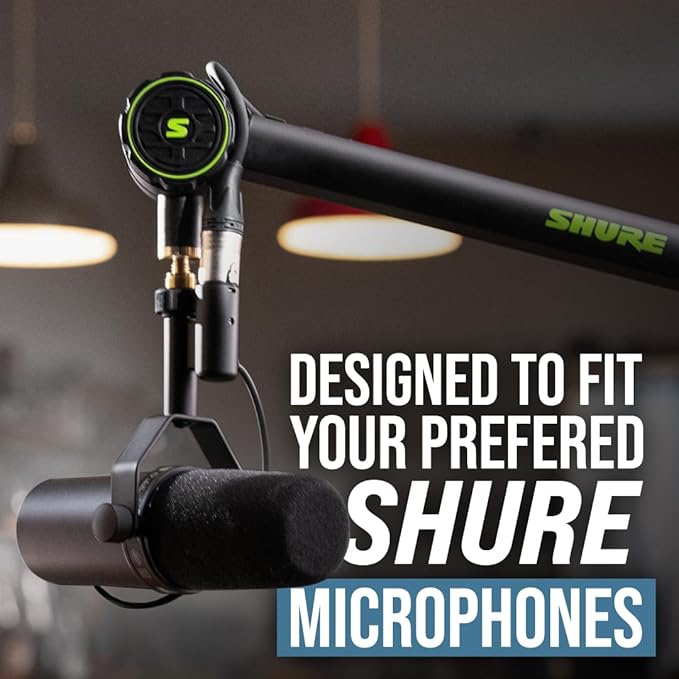Shure by Gator Deluxe Articulating Desktop Podcasting Mic Boom Arm with Cable Management Channel; (SH-BROADCAST1)