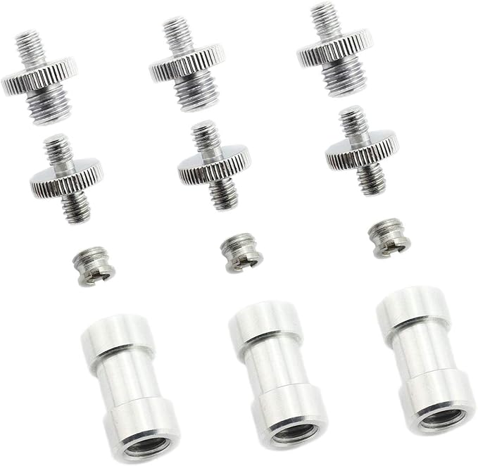 Maxmoral 3 Sets 1/4 Inch to 3/8 Inch Threaded Screw Mount Adapter Set for Camera Tripod Monopod DSLR Camera Flash Trigger - Female to Female Adapter, Male to Male Screw, Reducer Bushing Screw
