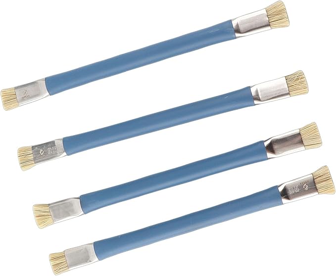 Aramox 4PCS Anti Static Brush ESD Safe Double Headed Insulating Hard Brush for Phone Repair Circuit Cleaning with Non Slip Handle 2 Colors (Blue)