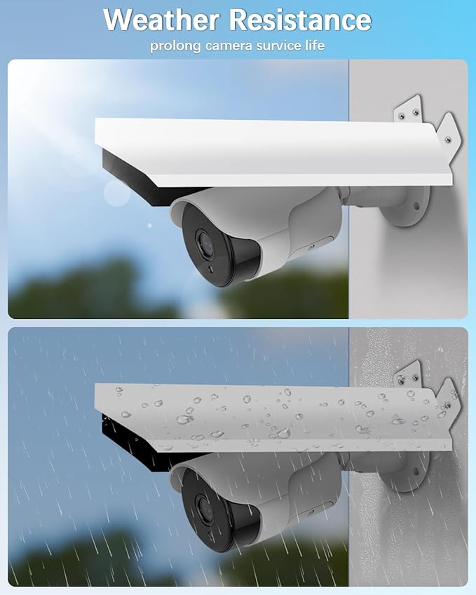 Universal Security Camera Sun Rain Cover Shield, Waterproof Protective Roof for Surveillance Camera, Outdoor Camera Shade Covers for Dome, Bullet Cameras (White 3 Pack)