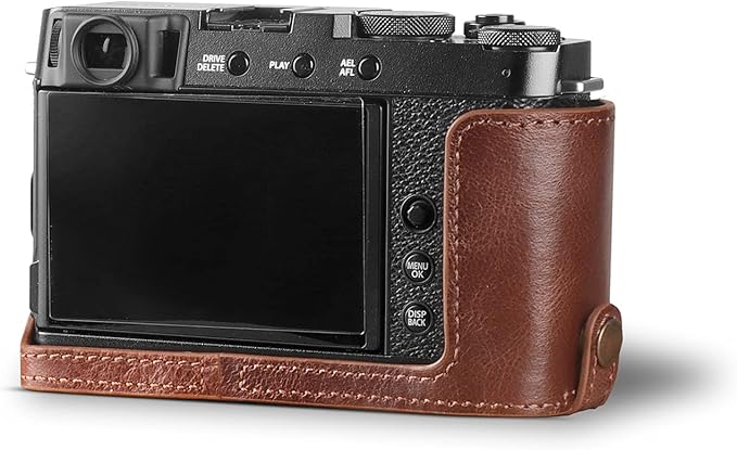 MegaGear Ever Ready Genuine Leather Camera Half Case Compatible with Fujifilm X Series X-E4,Brown,MG1982