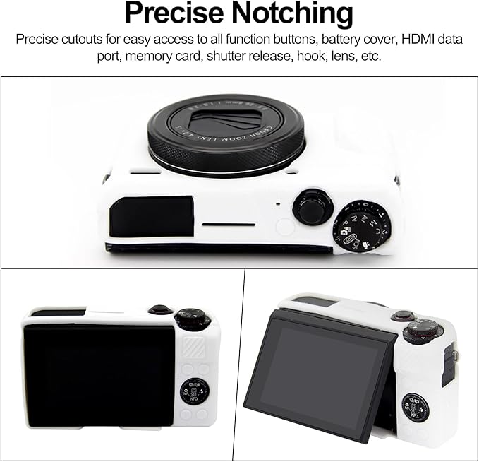 Easy Hood G7X Mark II Case G7X Camera Silicone Case, Soft Silicone Protective Cover for Canon Powershot G7X Mark II DSLR Camera (White)