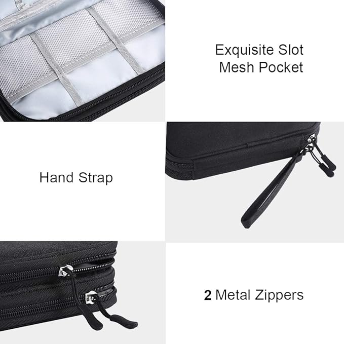 DDgro Electronics Travel Organizer, Tech Accessories Pouch Bag for Cables/Charger & Cords (Small, Black)