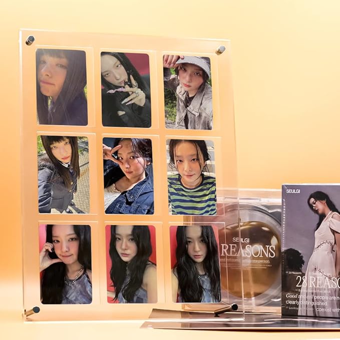 Baskiss Standing Card Holder, Ultra Clear Acrylic Display, 66 x 91 mm Trading Cards Cases Protectors for Kpop Photocard Sports Baseball Basketball Photo Showcase with Screws (9 Cards)