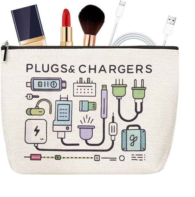 Charger Cosmetic Makeup Bags Travel Toiletry Bag Charging Cable Organiser Bag Chargers Makeup Pouch for Purse Charger Cables Storage Bags Travel Accessories for Women Birthday Christmas Gifts