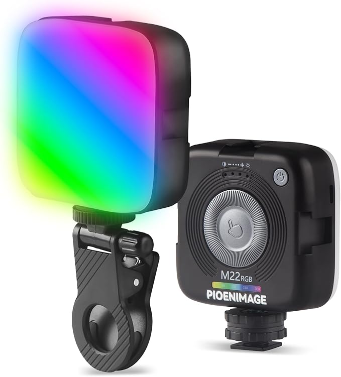 RGB Video Lights, Portable Camera Lights, LED Camera Light with Quick Release Cold Shoe Adapter and Clip, RGB Small Lamp, 3000-9000K 360° Full Color Photography Lighting for Camera, Black