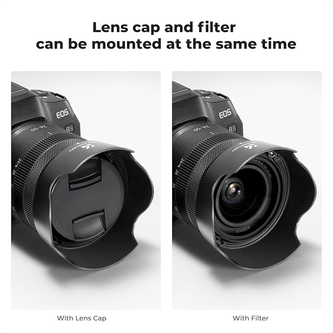 K&F CONCEPT Lens Hood Compatible with Canon RF 24-50mm f/4.5-6.3 is STM,EF-S 18-55mm f/3.5-5.6 is STM,EF-S 18-55mm f/4-5.6 is STM Lens, Reversible Snap on Camera Lens Shade Replacement of EW-63C Hood