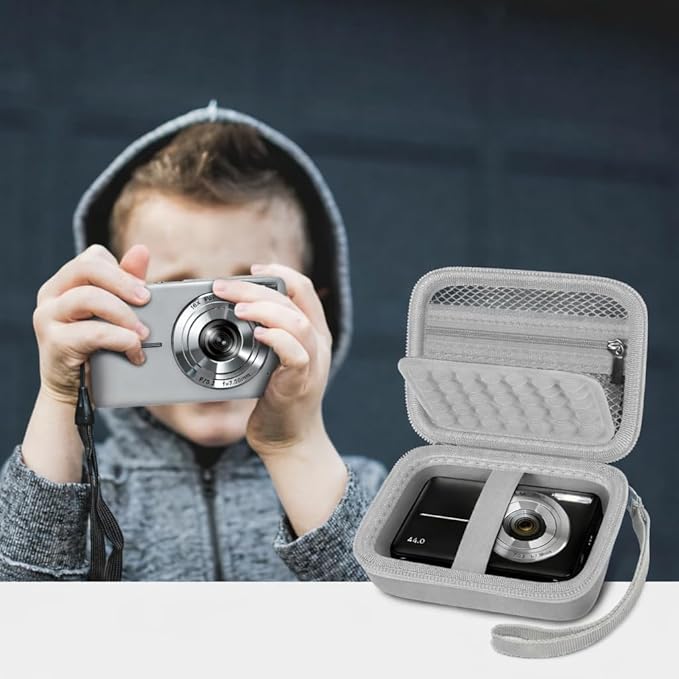 Digital Camera Case for CAMKORY/for Kodak Pixpro/for VAHOIALD/for Sony DSCW800 830/ for Canon PowerShot 180 190. Kids Vlogging Cameras Storage Holder for Accessories (Box Only)-Grey