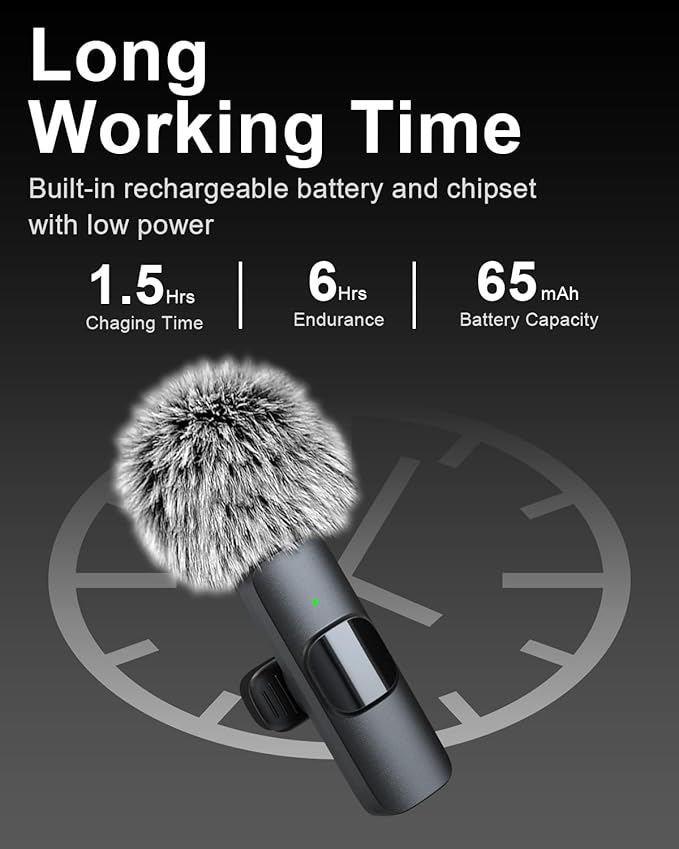 Mini Microphone for iPhone/Android/Camera 3 in 1 Wireless Lavalier Mic with Noise Cancellation Plug&Play Clip-On, 12H Battery, 65FT Range for YouTube, TikTok, Vlogging, Interviews, Influencer