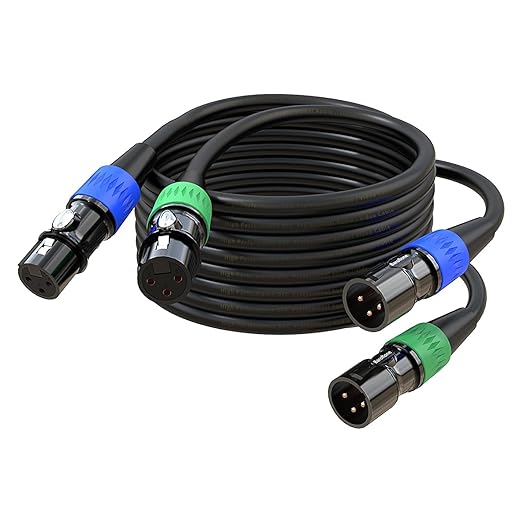 XLR Cables, Microphone Cables 15ft 2Pack, Balanced XLR Speaker Cable 3-pins Gold-Plated Mic Cable Male to Female for Mixer