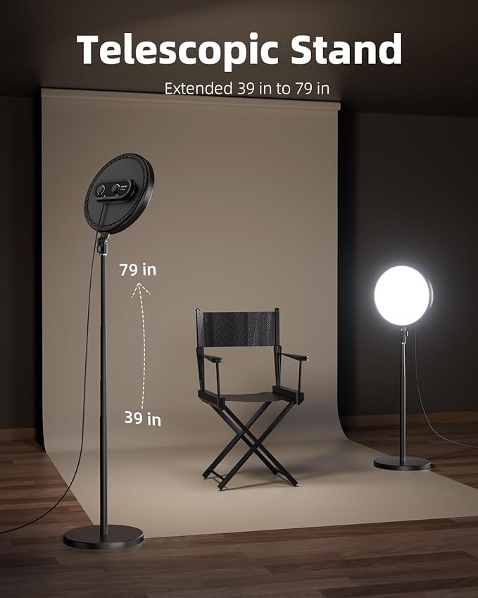 Weilisi Large Ring Light with 79" Stand, 6500K Professional Full-Screen Big Ring Light with Stand and Phone Holder, Selfie Light with Remote for Studio Video Photography, TikTok, YouTube, Live Stream