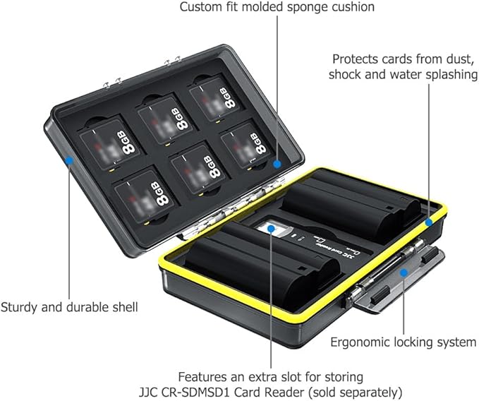 Sony NP-FZ100 NP-FW50 Battery SD Memory Card Case Holder for 6 SD 2 Battery, Water-Resistant & Shockproof, Camera Battery Storage Organizer Box for Sony A9 III III A7RIV A7RIII A7III A7SIII A1 A7M5