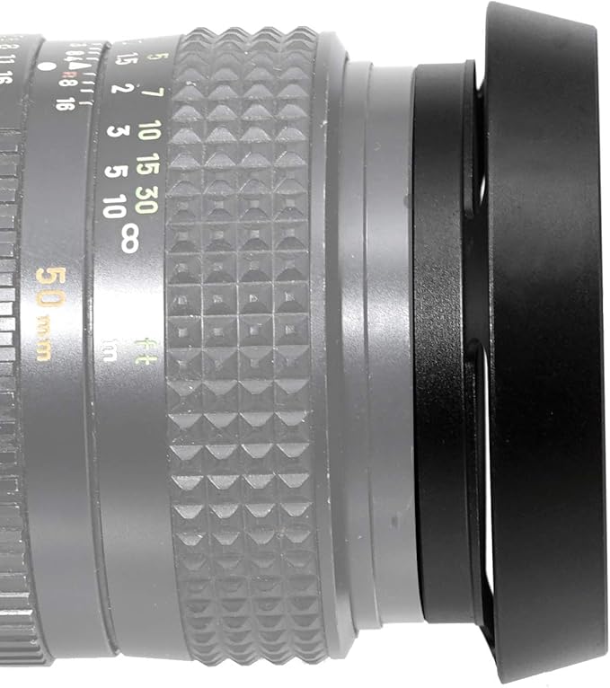 Fotasy Metal Curved Lens Hood - 52mm Vented Hood for Fuji, Leica, Olympus, Panasonic, Sony Lenses