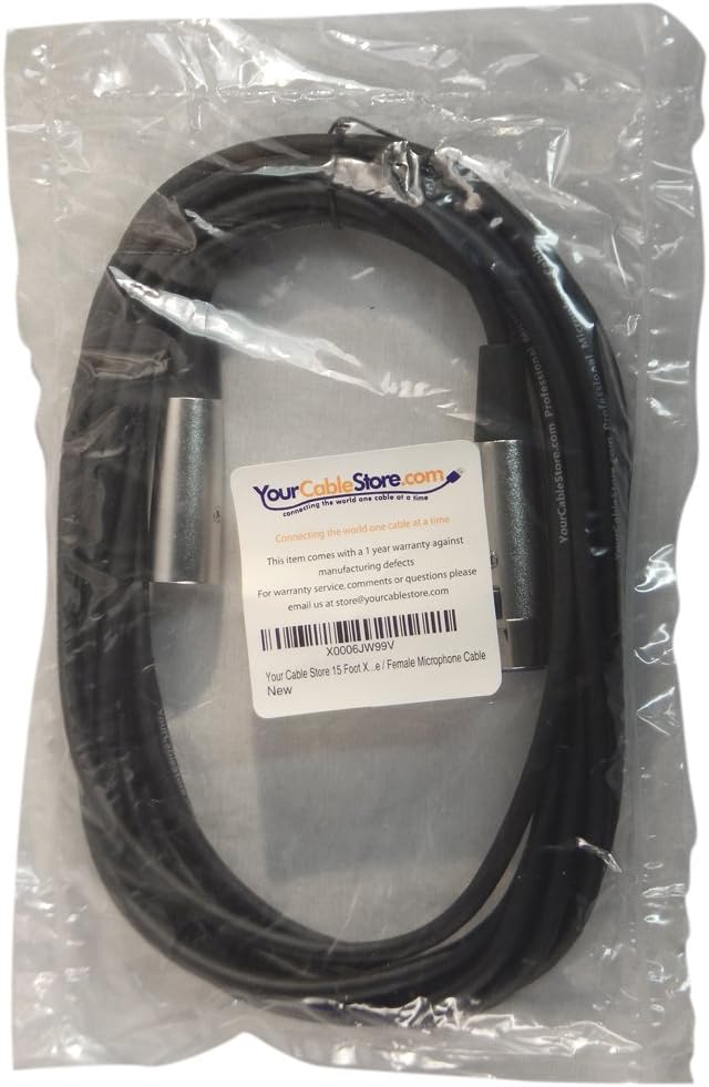 Your Cable Store 15 Foot XLR 3 Pin Male/Female Microphone Cable