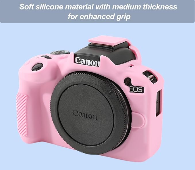 Pocoukate Case for Canon EOS R50 Camera, Soft Silicone Protective Cover Skin with EOS R50 Screen Protector Accessories for EOS R50 Mirrorless Camera Silicone Case - Pink