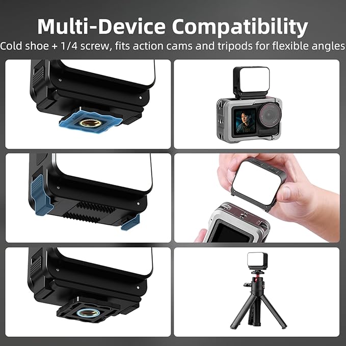 Magnetic Mini Light for DJI Osmo Pocket 3 Action 4/5/Pro Creator Combo Accessories, 2W 600mAh Rechargeable LED Fill Light, 3 Color Modes, 4 Levels Brightness, IPX4 Water Resistance
