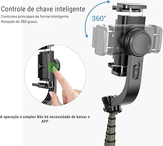 Gimbal Stabilizer for Smartphone,Selfie Stick Tripod with Remote Control Auto Balance 360° Rotation 1-Axis Phone Gimbal for Group Selfies Live Streaming Video Recording