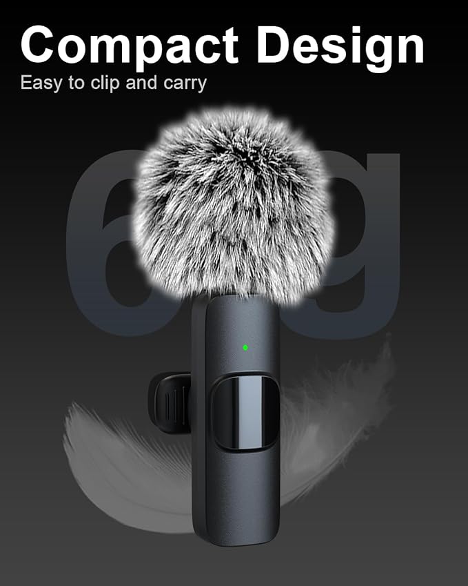 Mini Microphone for iPhone/Android/Camera 3 in 1 Wireless Lavalier Mic with Noise Cancellation Plug&Play Clip-On, 12H Battery, 65FT Range for YouTube, TikTok, Vlogging, Interviews, Influencer