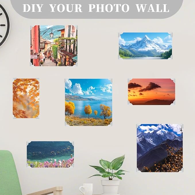 240Pcs Silver Picture Corners Self Adhesive Photo Corners Paper Acid Free Pictures Photos Albums Mounting Frames Stickers for Scrapbooking Memory Books Diary Journals DIY Crafts Supplies