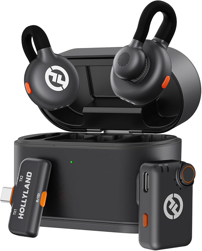 Hollyland Lark M2S Mini Combo (Camera RX+Type-C RX) Wireless Microphone for Camera/iPhone/Android/Laptop, 7g Lightweight, Titanium Clip, 300m Range, Content Creators, Online-Teaching, Streaming